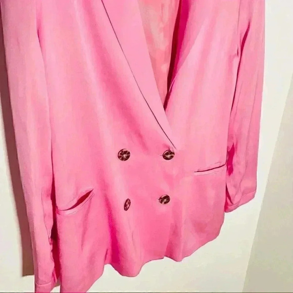 NEW Scotch & Soda Double Breasted Crepe Satin Blazer Pastel Pink Office Career - Picture 7 of 8